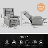 Darrahopens Health & Beauty > Massage FORTIA Electric Recliner Lift Heat Chair for Elderly, Massage, Heat Therapy, Aged Care, Grey