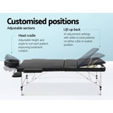 darrahopens Health & Beauty > Massage Zenses 3 Fold Portable Aluminium Massage Table - Black