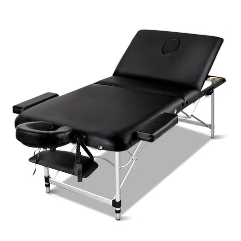 darrahopens Health & Beauty > Massage Zenses 3 Fold Portable Aluminium Massage Table - Black
