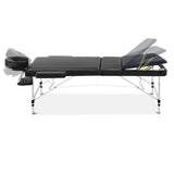 darrahopens Health & Beauty > Massage Zenses 3 Fold Portable Aluminium Massage Table - Black