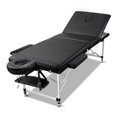 darrahopens Health & Beauty > Massage Zenses 3 Fold Portable Aluminium Massage Table - Black