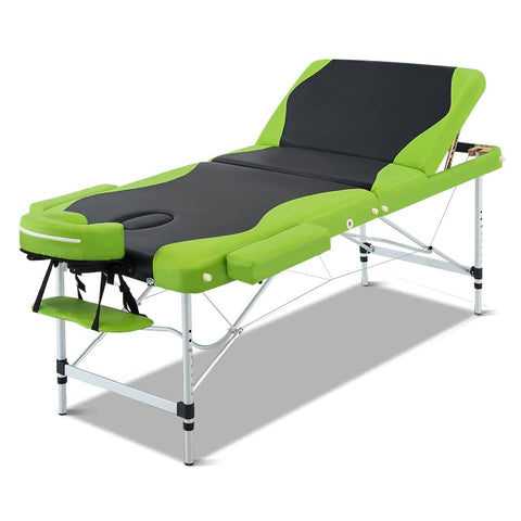 darrahopens Health & Beauty > Massage Zenses 3 Fold Portable Aluminium Massage Table - Green & Black