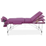 darrahopens Health & Beauty > Massage Zenses 3 Fold Portable Aluminium Massage Table Massage Bed Beauty Therapy Purple 75cm