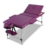 darrahopens Health & Beauty > Massage Zenses 3 Fold Portable Aluminium Massage Table Massage Bed Beauty Therapy Purple 75cm