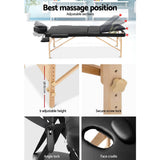 darrahopens Health & Beauty > Massage Zenses 60cm Wide Portable Wooden Massage Table 3 Fold Treatment Beauty Therapy Black