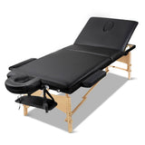 darrahopens Health & Beauty > Massage Zenses 60cm Wide Portable Wooden Massage Table 3 Fold Treatment Beauty Therapy Black