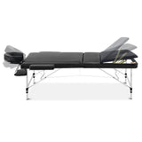 darrahopens Health & Beauty > Massage Zenses 70cm Wide Portable Aluminium Massage Table 3 Fold Treatment Beauty Therapy Black