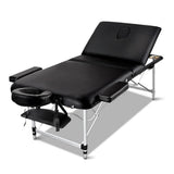 darrahopens Health & Beauty > Massage Zenses 70cm Wide Portable Aluminium Massage Table 3 Fold Treatment Beauty Therapy Black