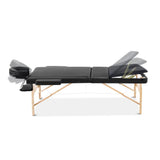darrahopens Health & Beauty > Massage Zenses 75cm Wide Portable Wooden Massage Table 3 Fold Treatment Beauty Therapy Black