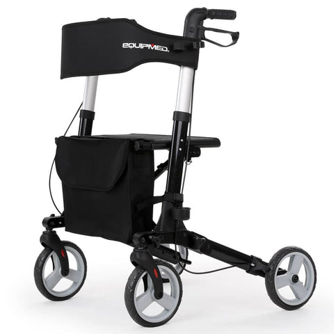 darrahopens Health & Beauty > Personal Care EQUIPMED Rollator Walking Frame Walker Foldable Seat Aluminium Mobility Aid