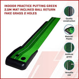 darrahopens Health & Beauty > Personal Care Indoor Practice Putting Green 2.5m Mat Inclined Ball Return Fake Grass 2 Holes