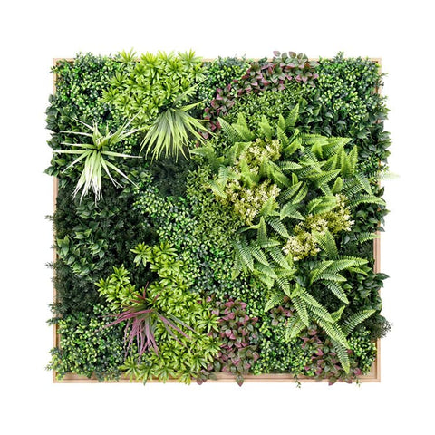 Darrahopens Home & Garden 3D 1Mx1M Green Artificial Plants Wall Panel Flower Wall With Frame Vertical Garden UV Resistant Frame