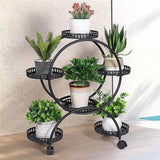Darrahopens Home & Garden > Artificial Plants 4 Layer 6 Pots Flower Holder Plant Stand Shelf 4-Wheel Free Moving Rack