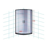 darrahopens Home & Garden > Bathroom Accessories 100 x 100cm Black Rounded Sliding 6mm Curved Shower Screen with White Base