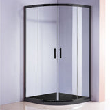 darrahopens Home & Garden > Bathroom Accessories 100 x 100cm Rounded Sliding 6mm Curved Shower Screen with Base in Black