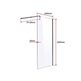 darrahopens Home & Garden > Bathroom Accessories 1100 x 2100mm Frameless 10mm Safety Glass Shower Screen