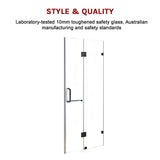 darrahopens Home & Garden > Bathroom Accessories 120 x 200cm Wall to Wall Frameless Shower Screen 10mm Glass By Della Francesca