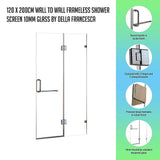 darrahopens Home & Garden > Bathroom Accessories 120 x 200cm Wall to Wall Frameless Shower Screen 10mm Glass By Della Francesca