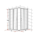 darrahopens Home & Garden > Bathroom Accessories 1200 x 1000mm Sliding Door Nano Safety Glass Shower Screen By Della Francesca