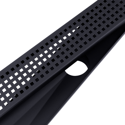 darrahopens Home & Garden > Bathroom Accessories 1200mm Bathroom Shower Black Grate Drain w/Centre outlet Floor Waste Square Pattern