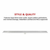 darrahopens Home & Garden > Bathroom Accessories 1200mm Bathroom Shower Stainless Steel Grate Drain w/Centre outlet Floor Waste Square Pattern