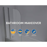 darrahopens Home & Garden > Bathroom Accessories 180° Pivot Door 6mm Safety Glass Bath Shower Screen 1200x1400mm By Della Francesca