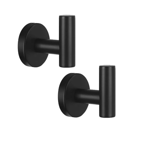 Darrahopens Home & Garden > Bathroom Accessories 2 Pcs Wall Mount Bathroom Towel Hooks Holder Cloth Hanger Hook Kitchen Door Hanger Black