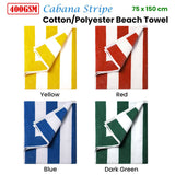 Darrahopens Home & Garden > Bathroom Accessories 400GSM Cabana Stripe Cotton Polyester Beach Towel Blue