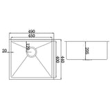 darrahopens Home & Garden > Bathroom Accessories 490x440mm Handmade Stainless Steel Undermount / Topmount Kitchen Laundry Sink with Waste