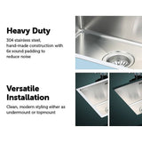 darrahopens Home & Garden > Bathroom Accessories 490x440mm Handmade Stainless Steel Undermount / Topmount Kitchen Laundry Sink with Waste