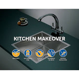 darrahopens Home & Garden > Bathroom Accessories 490x440mm Handmade Stainless Steel Undermount / Topmount Kitchen Laundry Sink with Waste