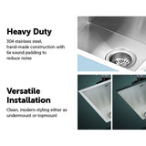 darrahopens Home & Garden > Bathroom Accessories 510x450mm Handmade Stainless Steel Undermount / Topmount Kitchen Laundry Sink with Waste