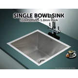 darrahopens Home & Garden > Bathroom Accessories 510x450mm Handmade Stainless Steel Undermount / Topmount Kitchen Laundry Sink with Waste