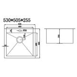 darrahopens Home & Garden > Bathroom Accessories 530x505mm Handmade Stainless Steel Topmount Kitchen Laundry Sink with Waste