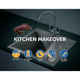 darrahopens Home & Garden > Bathroom Accessories 530x505mm Handmade Stainless Steel Topmount Kitchen Laundry Sink with Waste