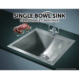 darrahopens Home & Garden > Bathroom Accessories 530x505mm Handmade Stainless Steel Topmount Kitchen Laundry Sink with Waste
