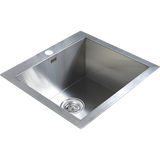 darrahopens Home & Garden > Bathroom Accessories 530x505mm Handmade Stainless Steel Topmount Kitchen Laundry Sink with Waste