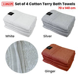 Darrahopens Home & Garden > Bathroom Accessories 550GSM Set of 4 100% Cotton Terry Bath Towels 70 x 140 cm White