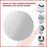 darrahopens Home & Garden > Bathroom Accessories 60cm LED Wall Mirror Bathroom Mirrors Light Decor Round
