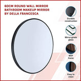 darrahopens Home & Garden > Bathroom Accessories 60cm Round Wall Mirror Bathroom Makeup Mirror by Della Francesca