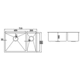 darrahopens Home & Garden > Bathroom Accessories 715x440mm Handmade Stainless Steel Undermount / Topmount Kitchen Sink with Waste