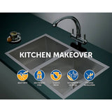 darrahopens Home & Garden > Bathroom Accessories 770x450mm Handmade Stainless Steel Undermount / Topmount  Kitchen Sink with Waste