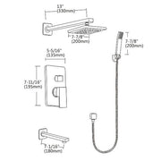 darrahopens Home & Garden > Bathroom Accessories 8" Rain Shower Head Straight Wall Arm Mixer Set Wall Bath Spout Outlet Tap
