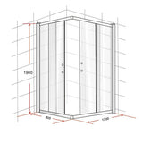 darrahopens Home & Garden > Bathroom Accessories 800 x 1200mm Sliding Door Nano Safety Glass Shower Screen By Della Francesca