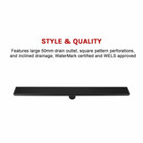 darrahopens Home & Garden > Bathroom Accessories 800mm Bathroom Shower Black Grate Drain w/Centre outlet Floor Waste