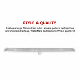 darrahopens Home & Garden > Bathroom Accessories 800mm Bathroom Shower Stainless Steel Grate Drain w/Centre outlet Floor Waste