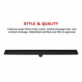 darrahopens Home & Garden > Bathroom Accessories 800mm Tile Insert Shower Bathroom Black Grate Drain w/Centre outlet Floor Waste