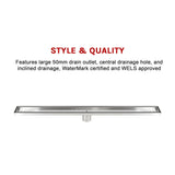 darrahopens Home & Garden > Bathroom Accessories 800mm Tile Insert Shower Bathroom Stainless Steel Grate Drain w/Centre outlet Floor Waste