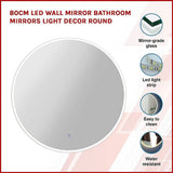darrahopens Home & Garden > Bathroom Accessories 80cm LED Wall Mirror Bathroom Mirrors Light Decor Round