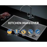 darrahopens Home & Garden > Bathroom Accessories 820x457mm Handmade Stainless Steel Undermount / Topmount Kitchen Laundry Sink with Waste